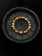 TT original-bracelet-Agarwood x Red Agate Bracelet | Simple and Versatile Elastic Bracelet | Gold Spacer Beads | A Zen-Inspired Unisex Bracelet