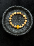 TT original-bracelet-Yellow chalcedony and agarwood bracelet | Elastic clasp-less design | Simple and elegant unisex jewelry | A perfect gift for elders | Suitable for everyday wear