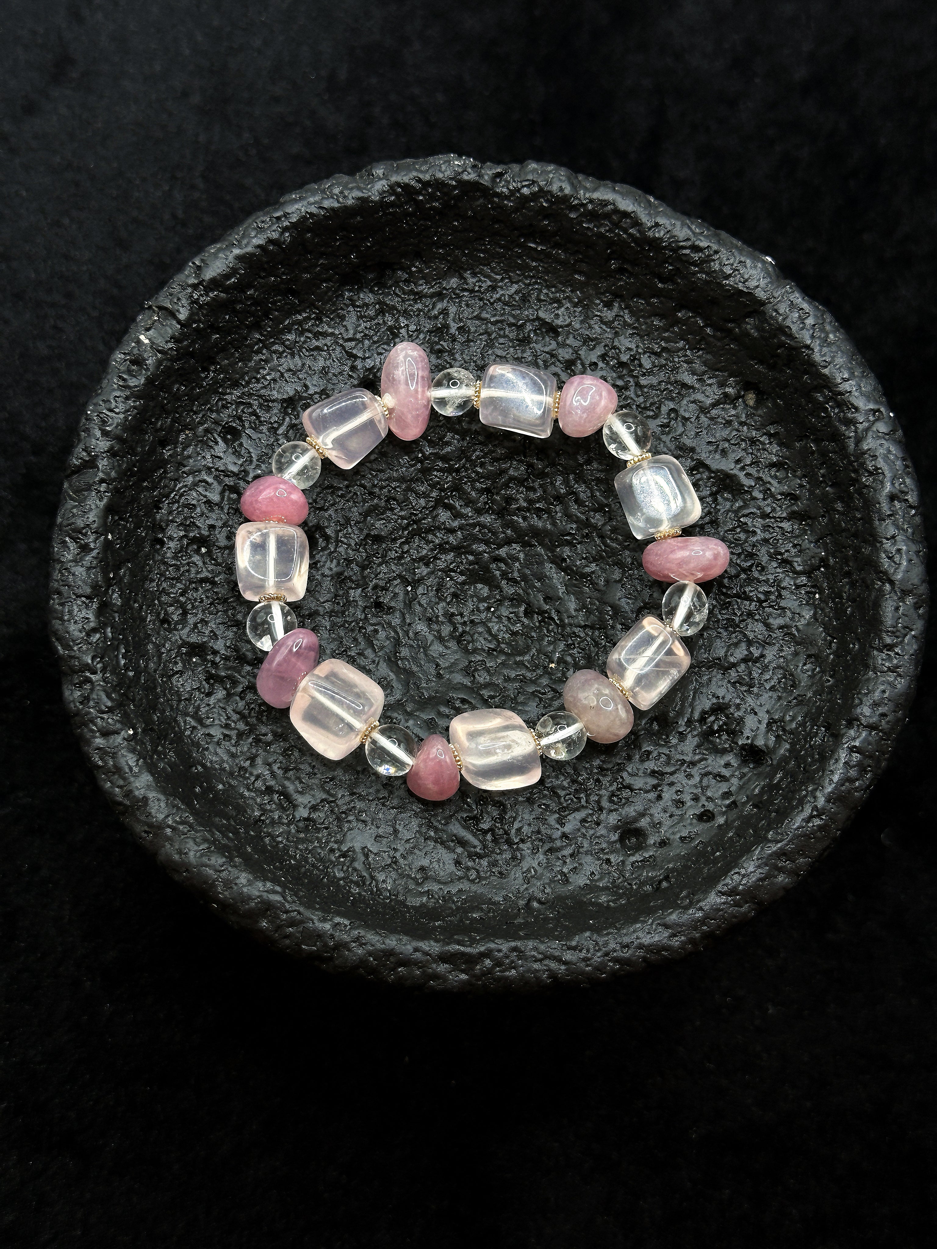 TT original-bracelet-Women's Pink Crystal Bracelet | Elastic Design Without Buckle | Unique Design | Versatile Spring/Summer Bracelet | Stackable for Commute