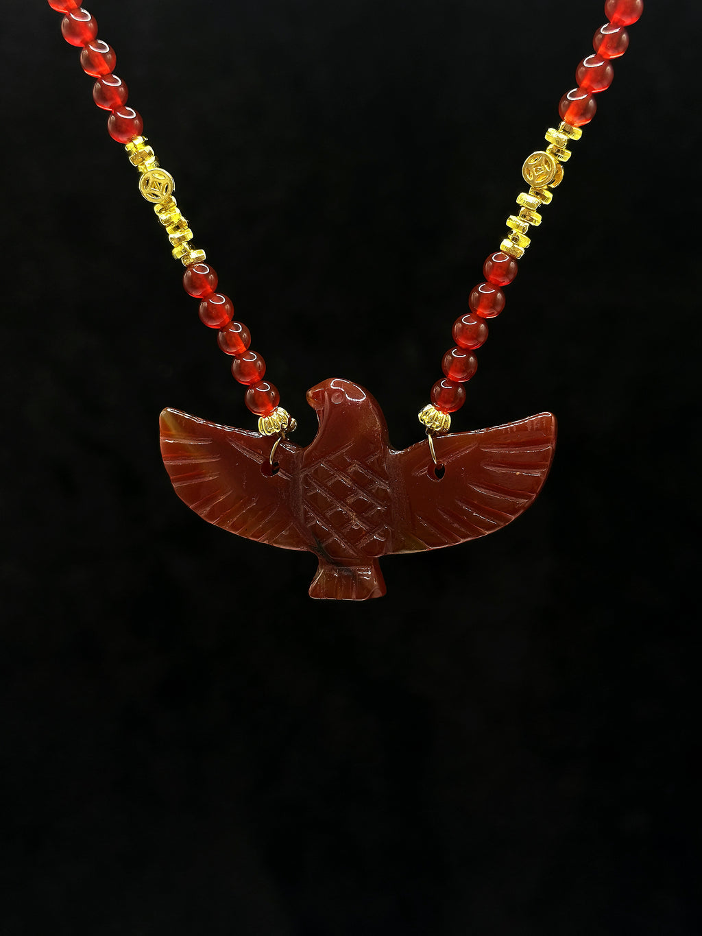 TT original-necklace-Red Energy Peace Necklace | Bohemian Style | Protective and Lucky Necklace | Natural Agate Hand-carved | Handmade Style