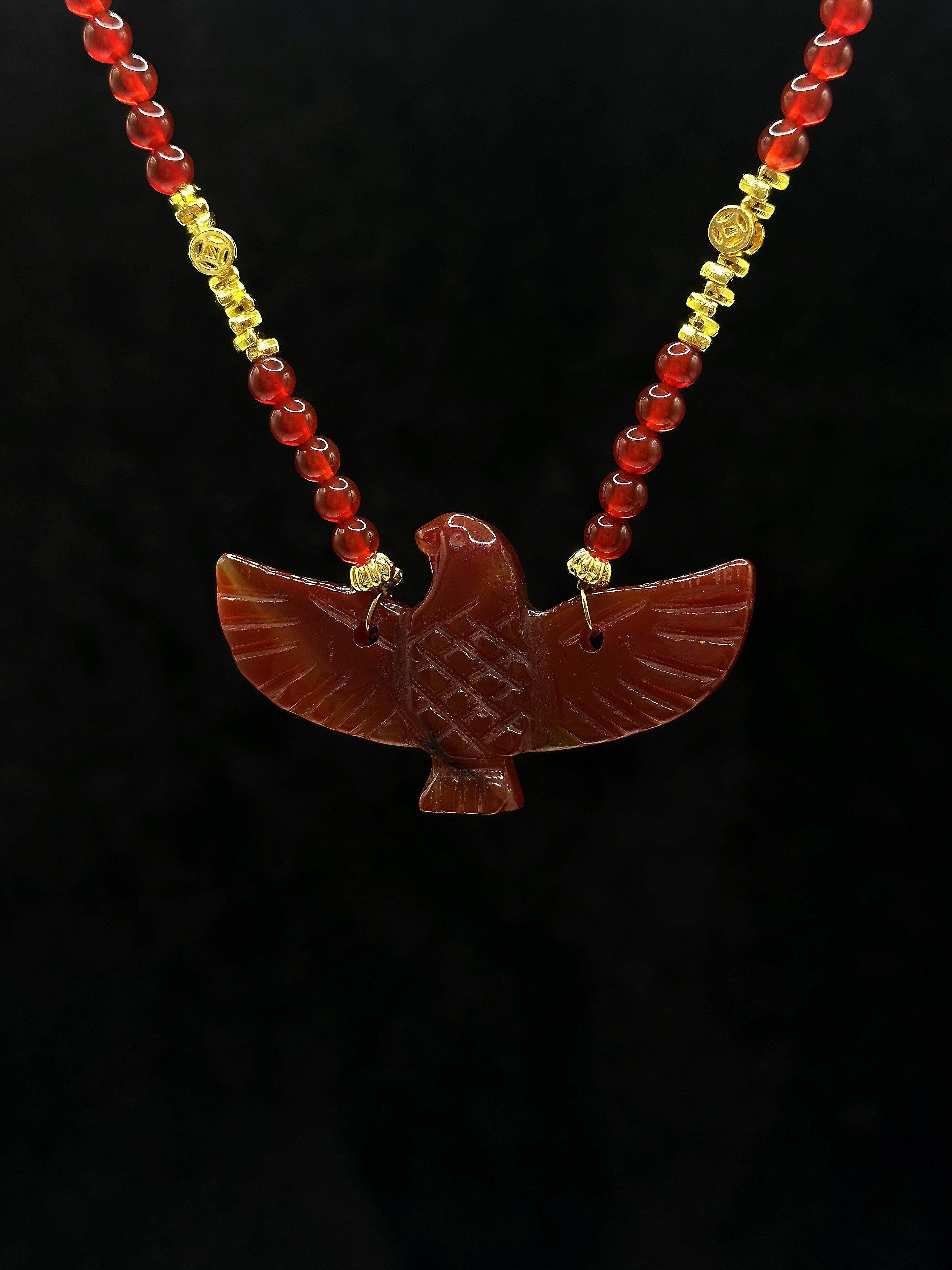 TT original-necklace-Red Energy Peace Necklace | Bohemian Style | Protective and Lucky Necklace | Natural Agate Hand-carved | Handmade Style
