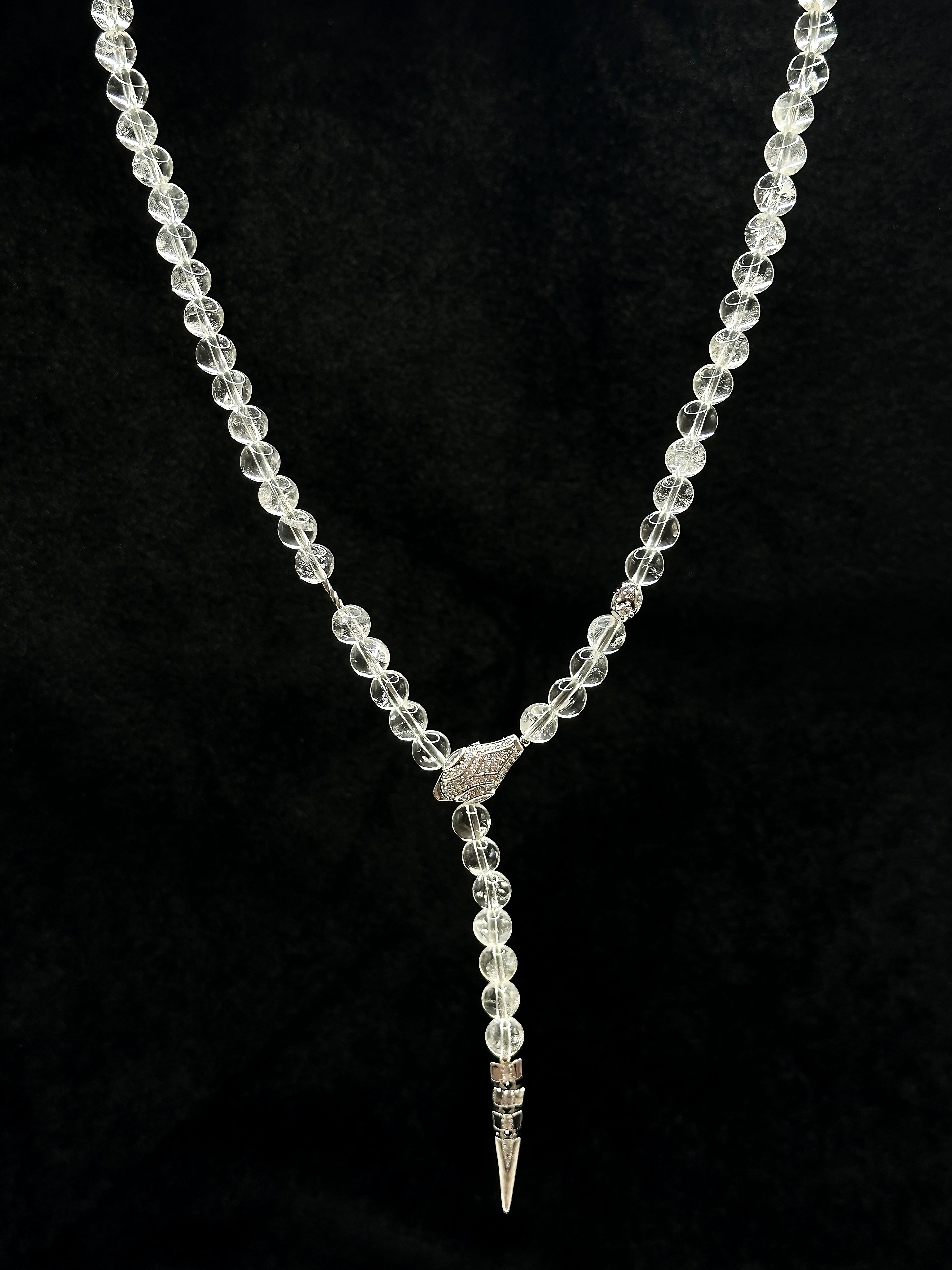TT original-necklace-Natural Crystal Y-Shaped Necklace | Serpent Necklace | Dinner/Date Jewelry | Crystal Energy Necklace | Vintage Elegant Luxury Crystal Long Chain