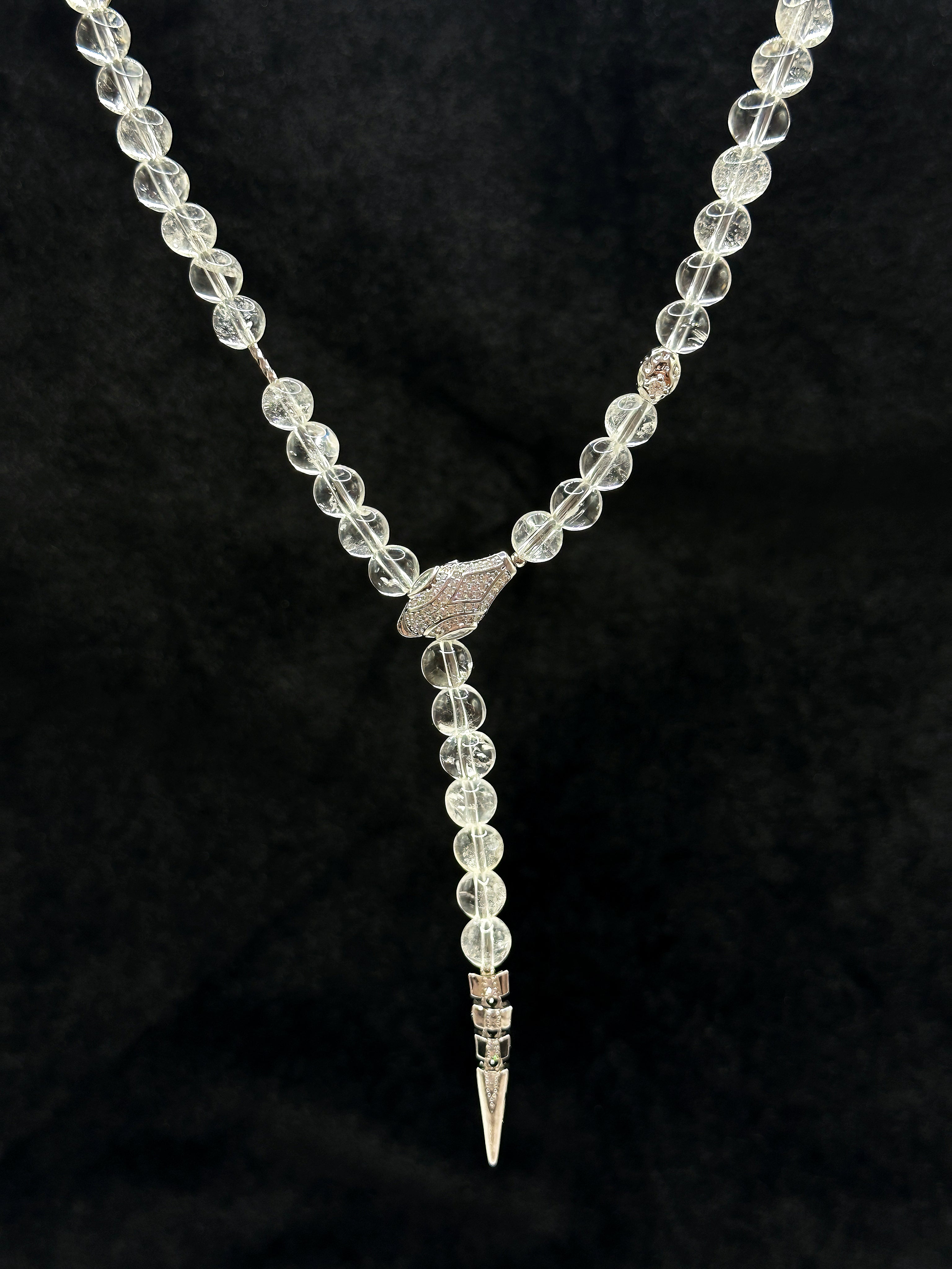 TT original-necklace-Natural Crystal Y-Shaped Necklace | Serpent Necklace | Dinner/Date Jewelry | Crystal Energy Necklace | Vintage Elegant Luxury Crystal Long Chain