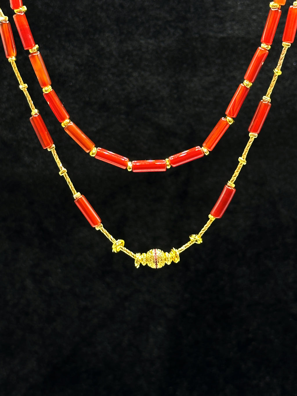 TT original-necklace-Vintage-inspired luxury red natural agate necklace | Niche design handmade beaded necklace | Festive gift | Vintage ethnic style choker | Double-layer necklace