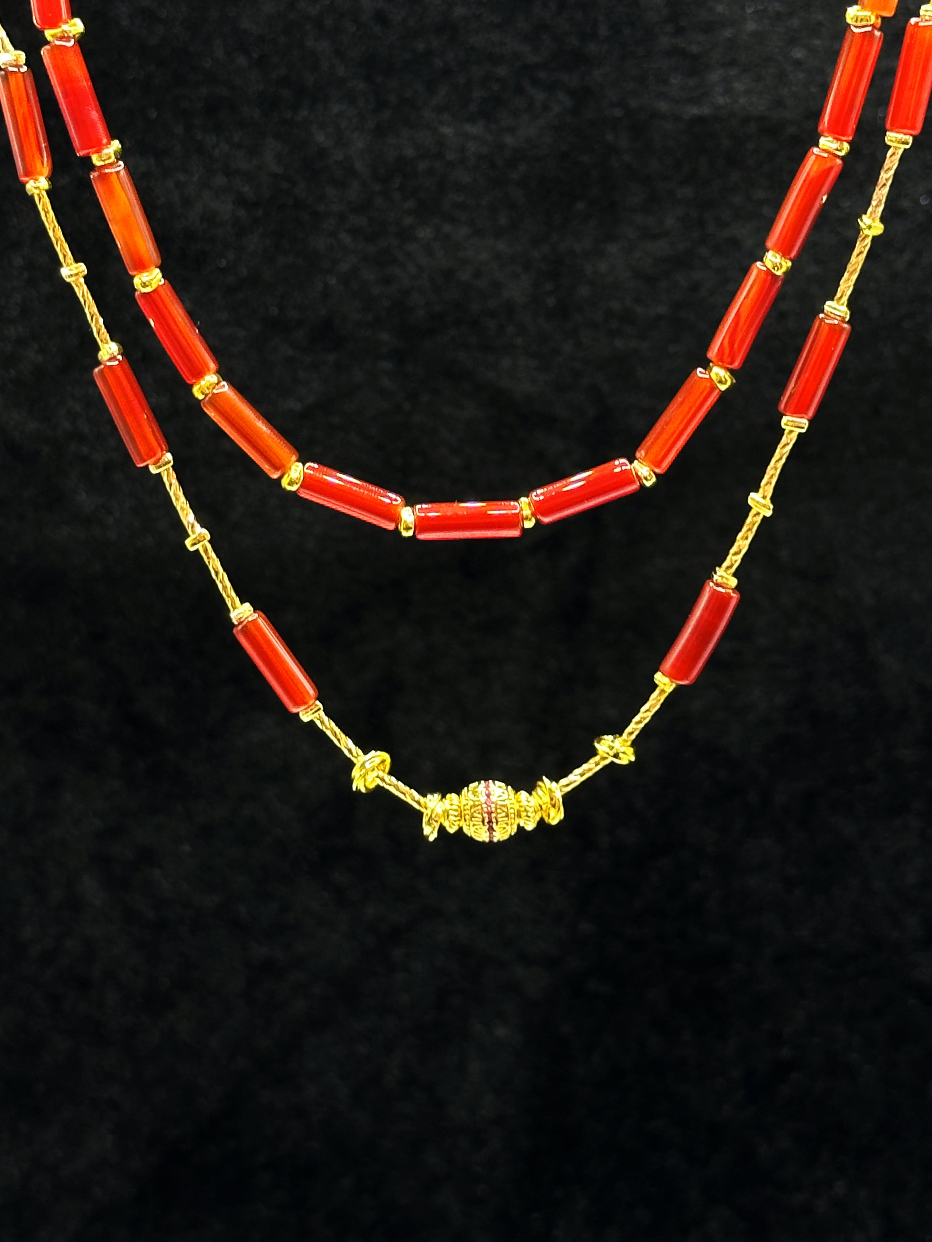 TT original-necklace-Vintage-inspired luxury red natural agate necklace | Niche design handmade beaded necklace | Festive gift | Vintage ethnic style choker | Double-layer necklace