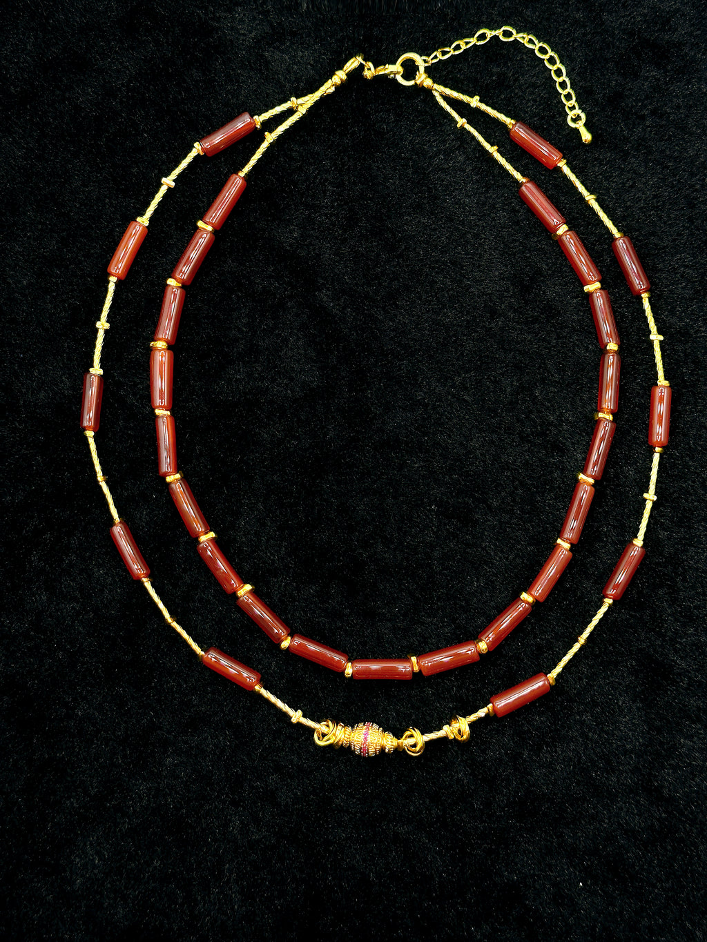 TT original-necklace-Vintage-inspired luxury red natural agate necklace | Niche design handmade beaded necklace | Festive gift | Vintage ethnic style choker | Double-layer necklace