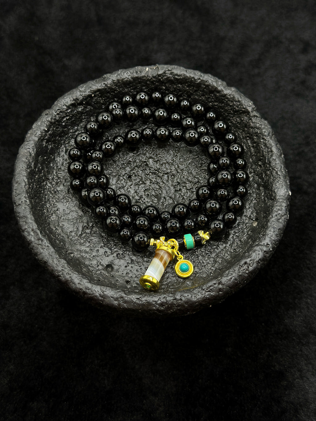 TT original-necklace-Natural Black Agate Necklace | Handmade Eclectic Style | Niche Design Black Choker | Bohemian Vintage Style | Black Bead Necklace | Everyday Versatile, Wear Multiple Styles