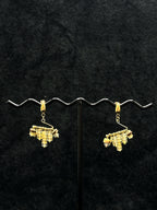 TT original-earring-Handmade natural stone tassel earrings | Vintage gold bead pendant earrings | Bohemian style women's earrings