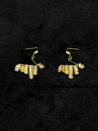 TT original-earring-Handmade natural stone tassel earrings | Vintage gold bead pendant earrings | Bohemian style women's earrings