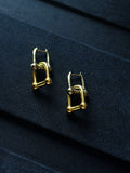 TT original-earring-Gold clasp earrings | Lock-shaped earrings | Industrial minimalist jewelry | Unisex | Two-tone gold and silver