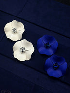 TT original-earring-European-style 3D flower earrings | Blue petal stud earrings | Bridesmaid evening dress accessories | Medium and large size earrings | High-end accessories