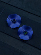 TT original-earring-European-style 3D flower earrings | Blue petal stud earrings | Bridesmaid evening dress accessories | Medium and large size earrings | High-end accessories
