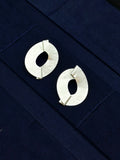 TT original-earring-Minimalist geometric earrings | Matte silver disc earrings | Avant-garde jewelry architecture style