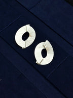 TT original-earring-Minimalist geometric earrings | Matte silver disc earrings | Avant-garde jewelry architecture style