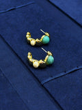 TT original-earring-Handmade natural gemstone earrings | French chic jewelry | Half-hoop earrings | Modern retro style women's personalized jewelry
