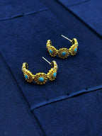 TT original-earring-Gold Half-Hoop Earrings | Southwest Style Jewelry | Natural Turquoise | Summer Beach Accessories