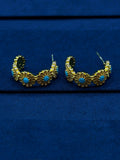 TT original-earring-Gold Half-Hoop Earrings | Southwest Style Jewelry | Natural Turquoise | Summer Beach Accessories
