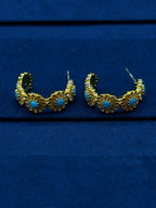 TT original-earring-Gold Half-Hoop Earrings | Southwest Style Jewelry | Natural Turquoise | Summer Beach Accessories
