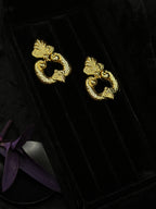 TT original-earring-Vintage French Baroque Gold Earrings | Court Style | Dress Matching | Date/Evening Gowns | Gold Leaf Pattern Earrings
