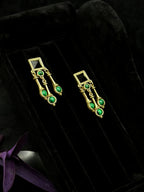 TT original-earring-French vintage style dangling earrings | Malachite stud earrings | Art Deco earrings | Niche court style earrings | Affordable luxury gemstones