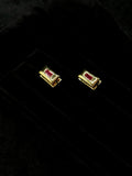 TT original-earring-Niche design gold geometric stud earrings | French vintage style | sophisticated workwear earrings | versatile everyday wear | ruby earrings