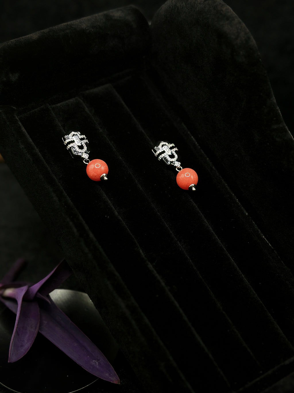 TT original-earring-Niche Design Coral Red Bead Earrings for Women | Affordable Luxury for Both Commute and Evening | Niche Design | 925 Sterling Silver Needles