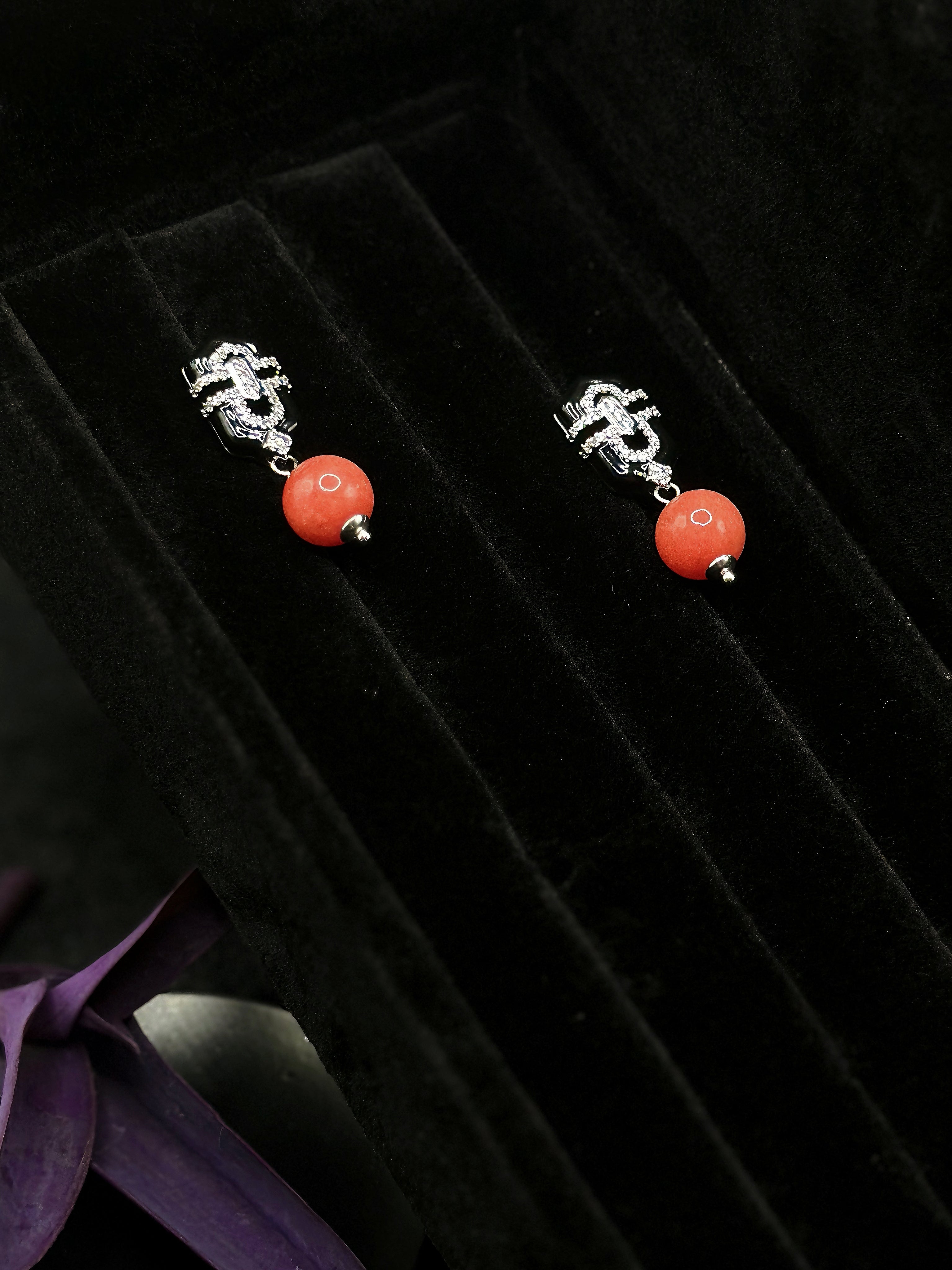 TT original-earring-Niche Design Coral Red Bead Earrings for Women | Affordable Luxury for Both Commute and Evening | Niche Design | 925 Sterling Silver Needles