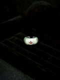 TT original-ring-Vintage half-moon open ring | Handmade feel | Matte brushed silver ring | Five-pointed star ring | Unique wide ring