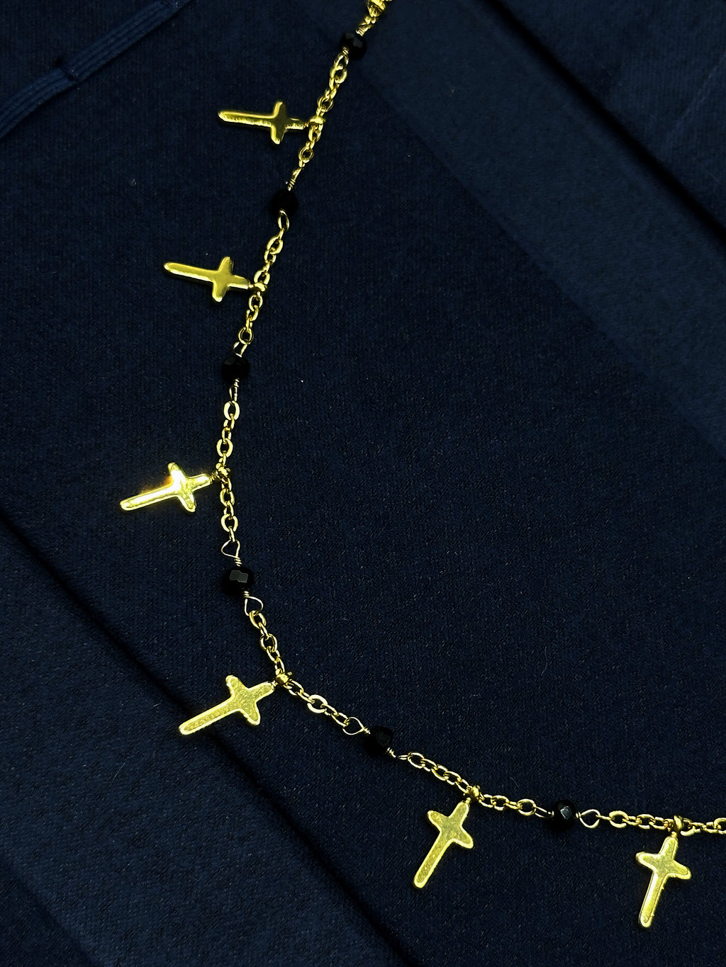 TT original-necklace-Gothic French Fashion Women's Jewelry | Simple Gold Cross Pendant Necklace | Unique Religious Fashion Necklace | Trendy Black Gold Necklace