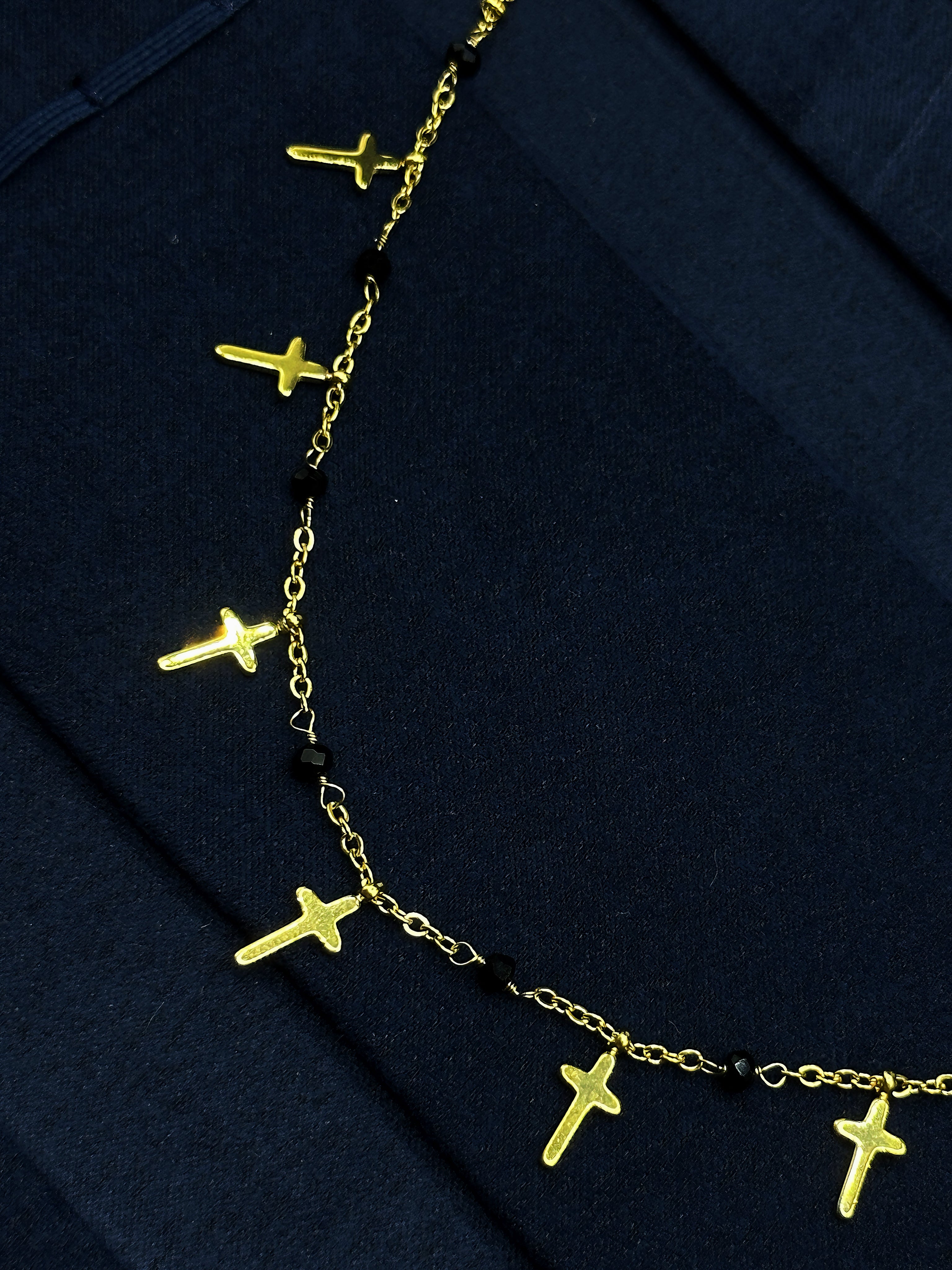 TT original-necklace-Gothic French Fashion Women's Jewelry | Simple Gold Cross Pendant Necklace | Unique Religious Fashion Necklace | Trendy Black Gold Necklace