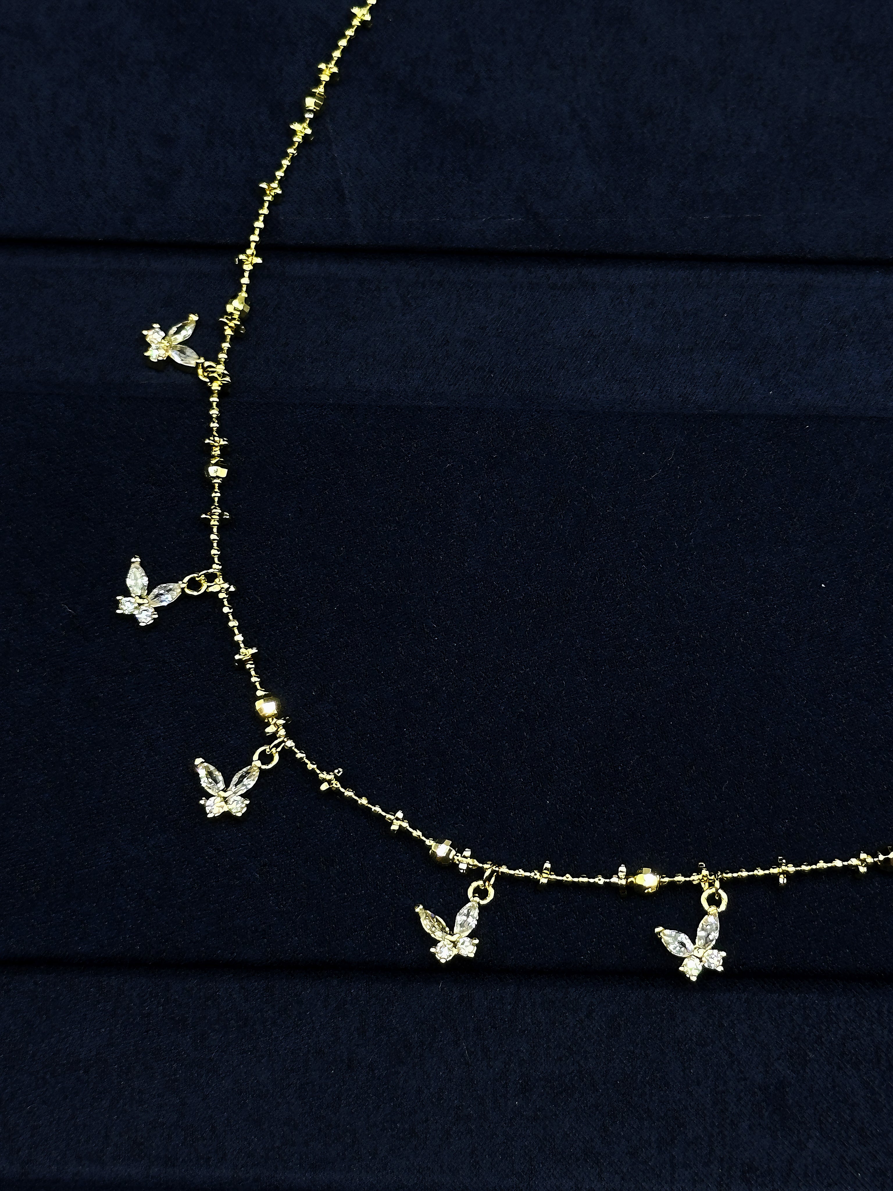 TT original-necklace-Sweet butterfly necklace | Delicate gold bead necklace | Gold-plated thin chain stackable