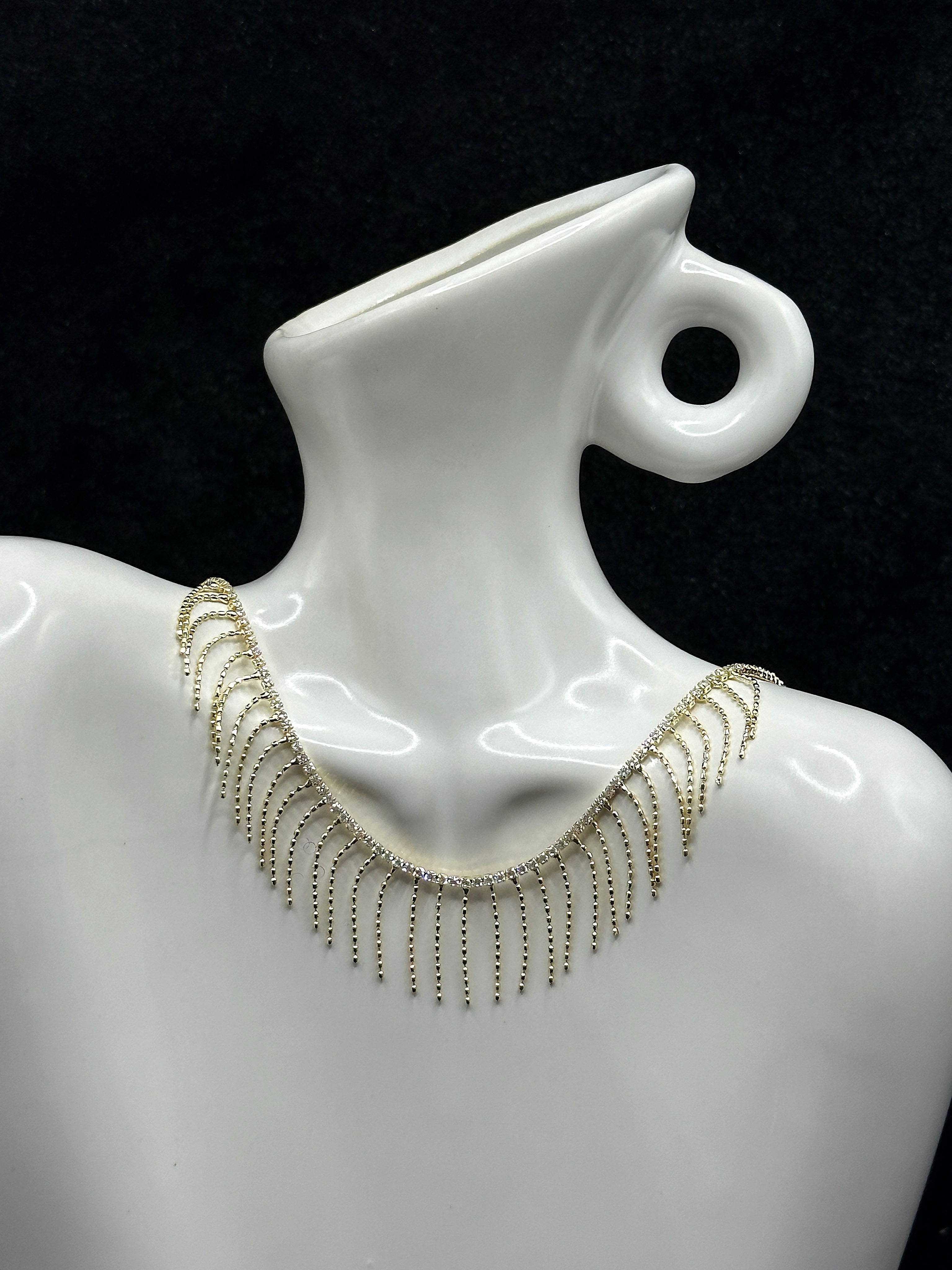 TT original-necklace-Lightweight fan-shaped tassel | Gorgeous rhinestone tassel necklace | Stylish retro versatile dress necklace | Collarbone short necklace, a must-have for dates and parties