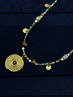TT original-necklace-Unique tribal style | Bohemian beaded gold pendant necklace | Adjustable turquoise necklace | Handmade style for women
