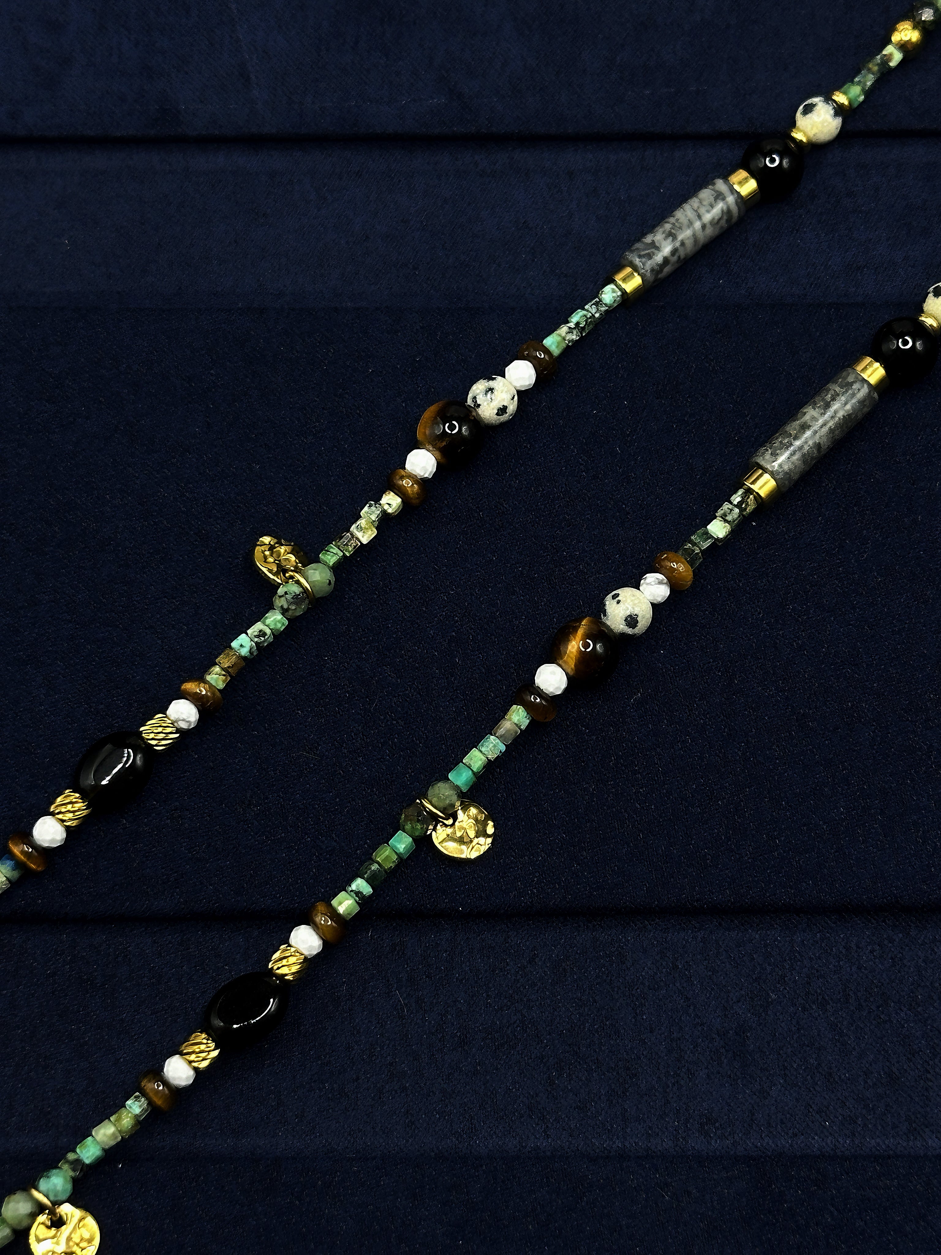 TT original-necklace-Unique tribal style | Bohemian beaded gold pendant necklace | Adjustable turquoise necklace | Handmade style for women