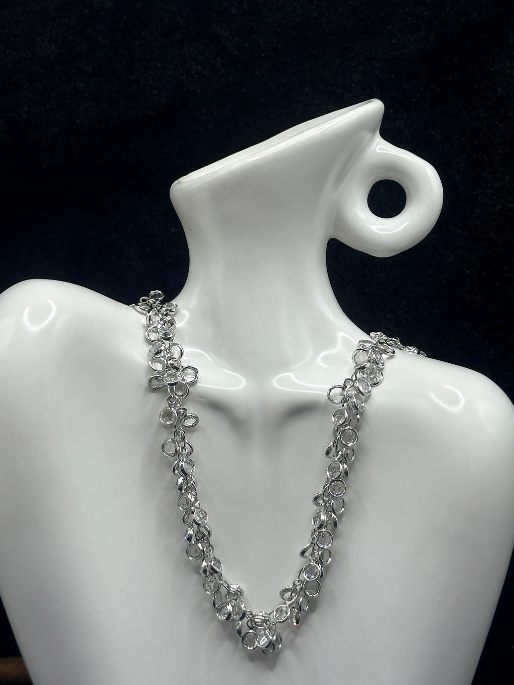 TT original-necklace-Silver Crystal Necklace | Sparkling Crystal Bubble Design | Luxurious Party and Evening Accessories Necklace