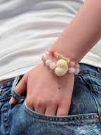 TT original-bracelet-Pink Natural Stone Bracelet | Heart Bracelet | Must-Have Pink Jewelry for Spring and Summer | Affordable and Unique Pink Bracelets