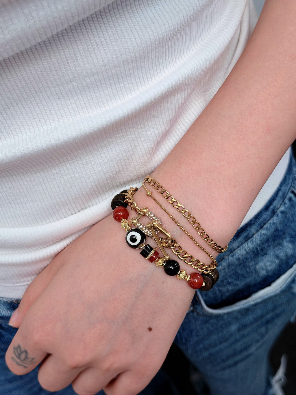 TT original-bracelet-Cuban chain mixed style double-layer bracelet | High-end jewelry | High-end stacking accessory | Patchwork bracelet | Unisex double-layer chain