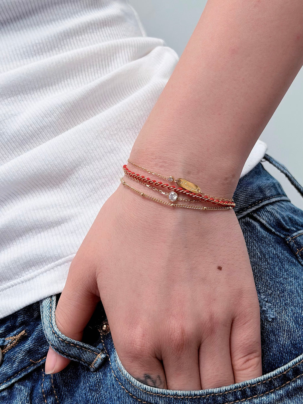 TT original-bracelet-Lucky Red String Bracelet | Meaningful Gift for Friendship and Couples | Double-Layer Gold Chain Bracelet | Stylish and Matching Bracelet