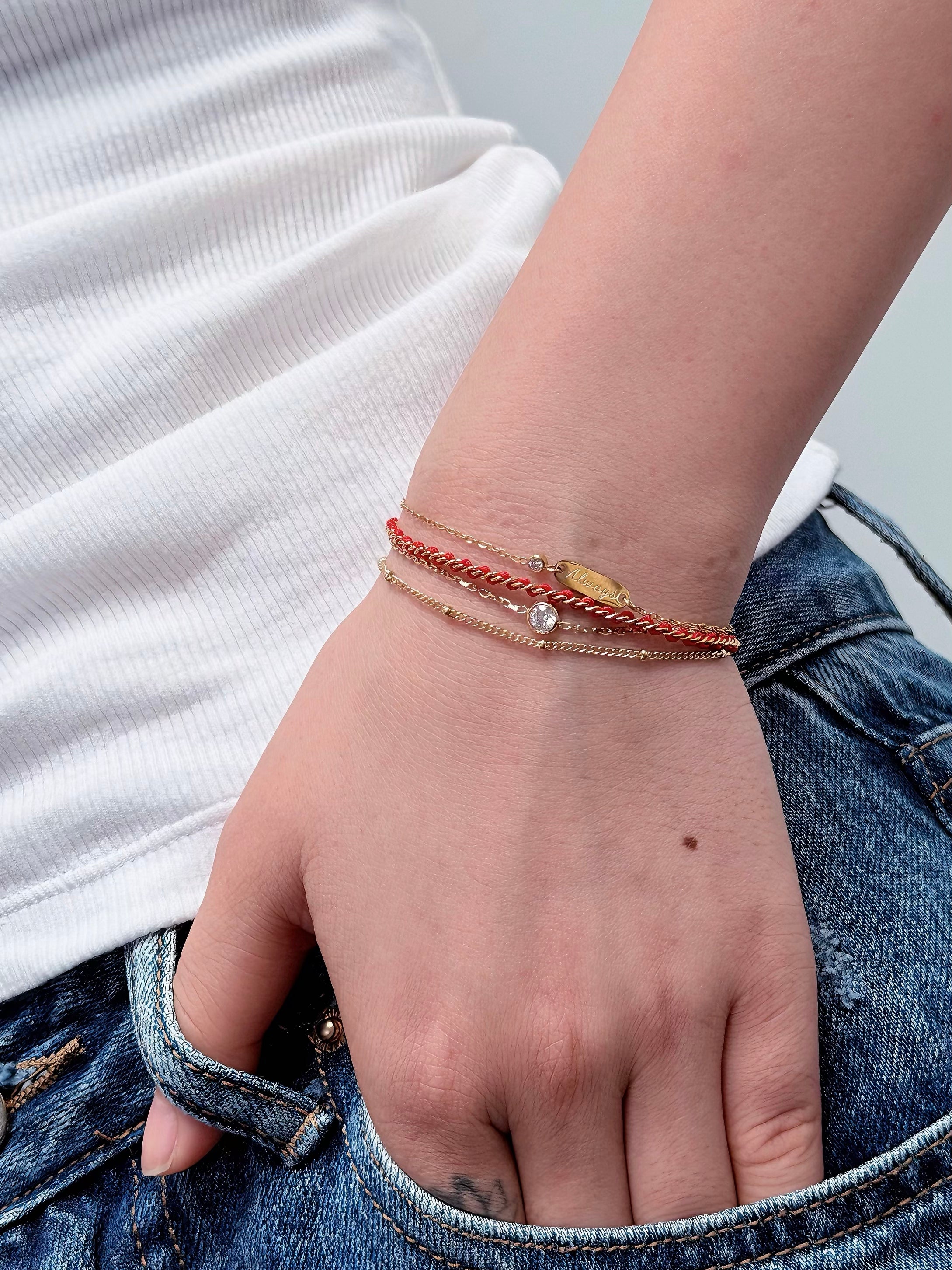 TT original-bracelet-Lucky Red String Bracelet | Meaningful Gift for Friendship and Couples | Double-Layer Gold Chain Bracelet | Stylish and Matching Bracelet