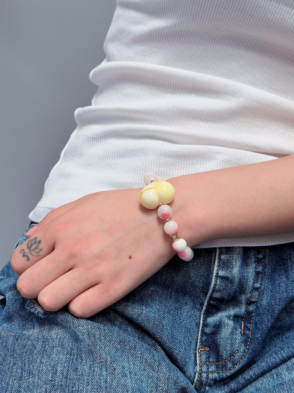TT original-bracelet-Pink Natural Stone Bracelet | Heart Bracelet | Must-Have Pink Jewelry for Spring and Summer | Affordable and Unique Pink Bracelets