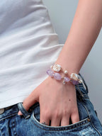 TT original-bracelet-Natural Amethyst Bracelet | Irregular Amethyst Bracelet | Niche Design Natural Crystal Jewelry | Vintage Luxury | Bohemian Style | Lucky Charm | Elastic Cord Bracelet