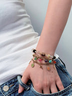 TT original-bracelet-Raw stone energy crystal bracelet | Unisex wood-style crystal bracelet | Zen-inspired natural elastic bracelet | Forest-themed artistic handmade crystal bracelet | Niche handmade