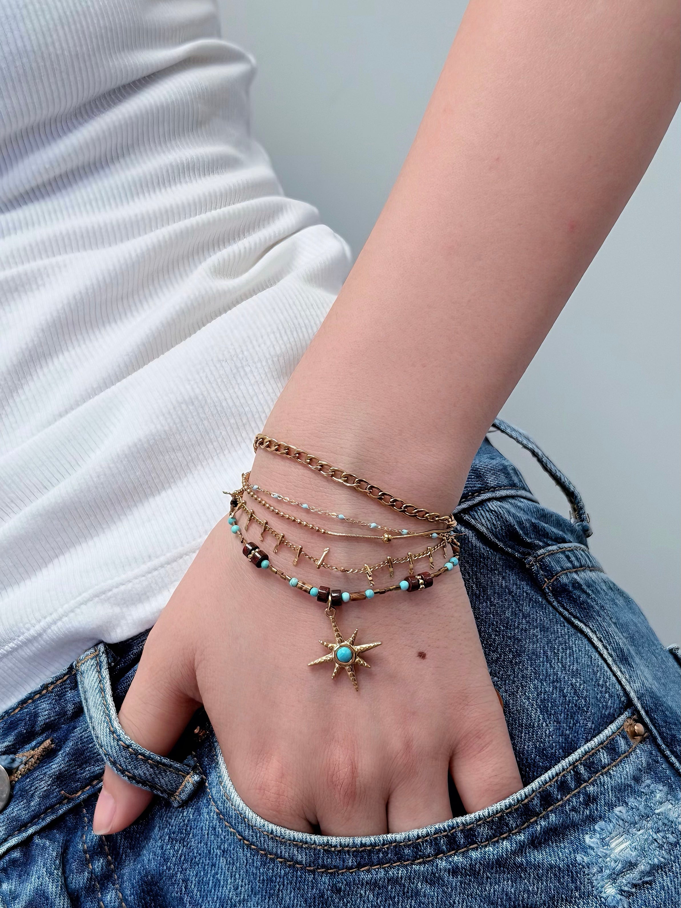 TT original-bracelet-Cuban chain mixed style double-layer bracelet | High-end jewelry | High-end stacking accessory | Patchwork bracelet | Unisex double-layer chain
