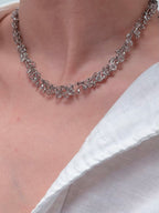 TT original-necklace-Silver Crystal Necklace | Sparkling Crystal Bubble Design | Luxurious Party and Evening Accessories Necklace