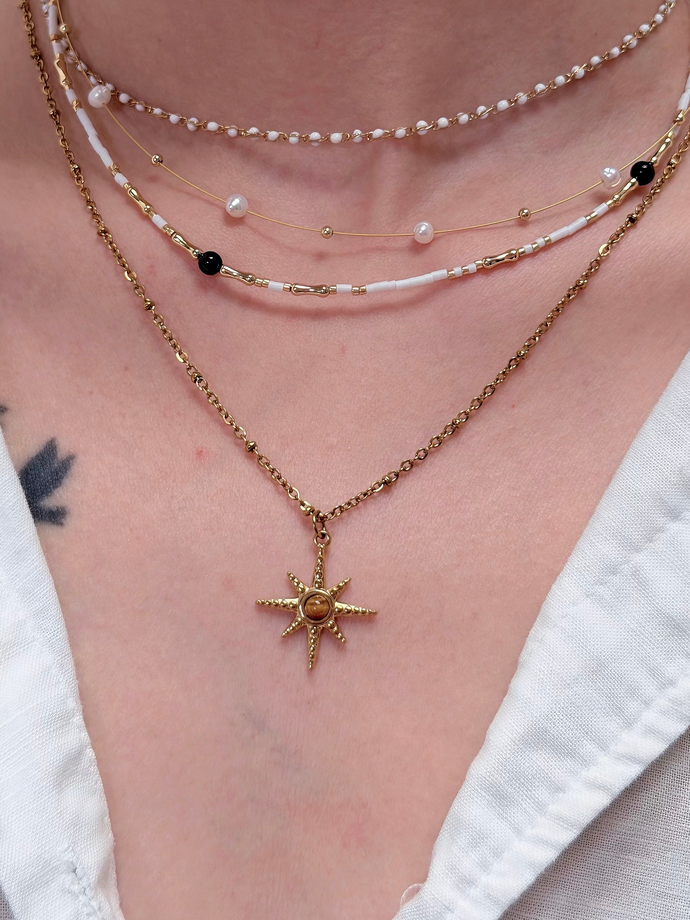 TToriginal-necklace-Classic minimalist pearl necklace | Fine gold thread + natural pearl embellishments