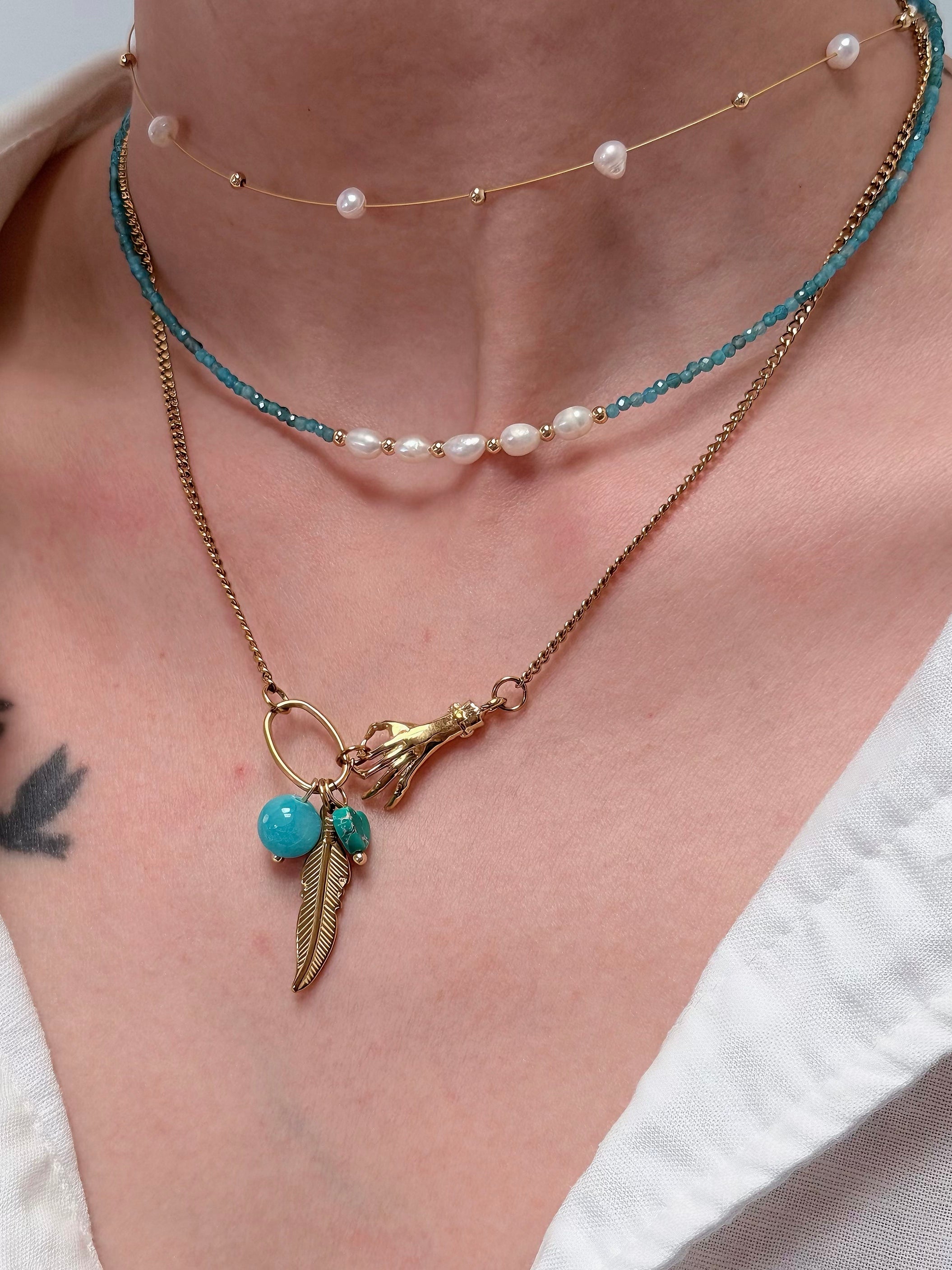 TToriginal-necklace-Classic minimalist pearl necklace | Fine gold thread + natural pearl embellishments