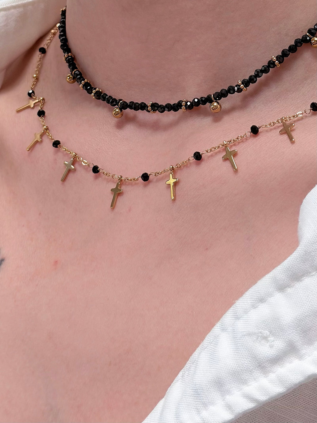 TT original-necklace-Gothic French Fashion Women's Jewelry | Simple Gold Cross Pendant Necklace | Unique Religious Fashion Necklace | Trendy Black Gold Necklace