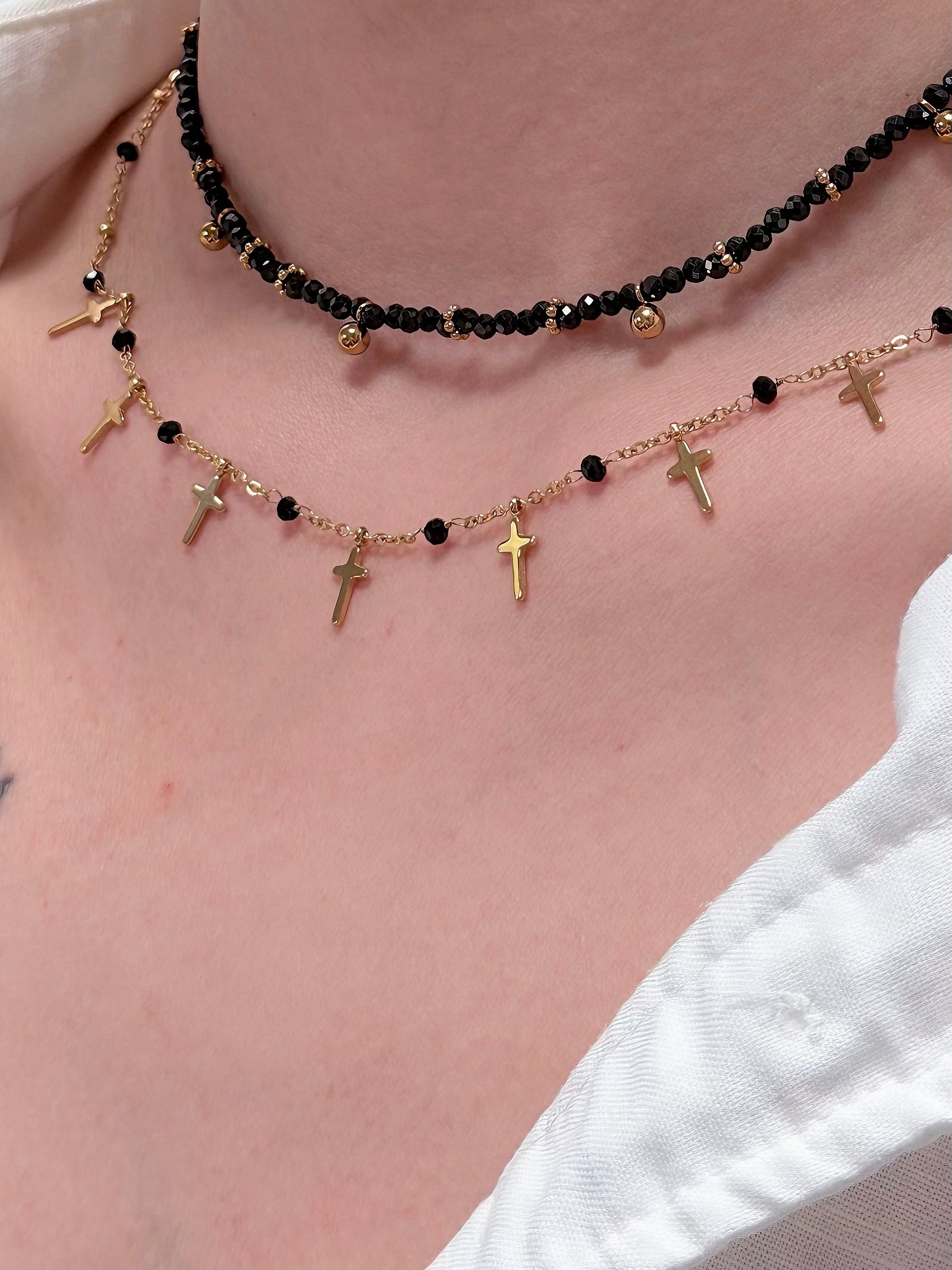 TT original-necklace-Gothic French Fashion Women's Jewelry | Simple Gold Cross Pendant Necklace | Unique Religious Fashion Necklace | Trendy Black Gold Necklace