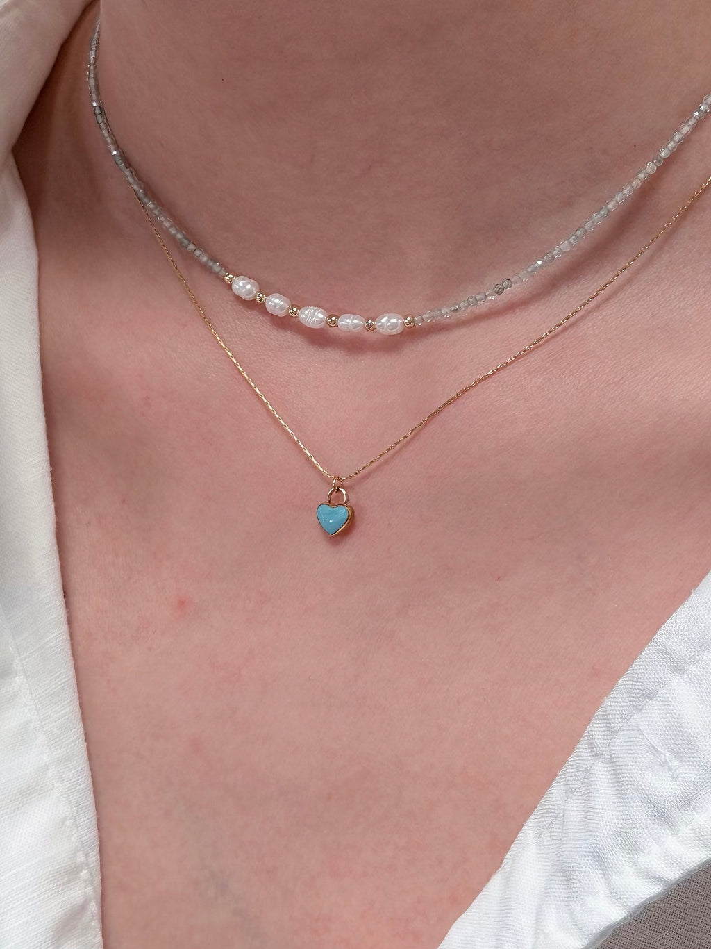 TT Original Necklace - Blue Crystal Seed Bead Pearl Necklace | Cute and Simple Beaded Necklace | Beach Vacation Style | Exquisite Layering | Crystal Necklace