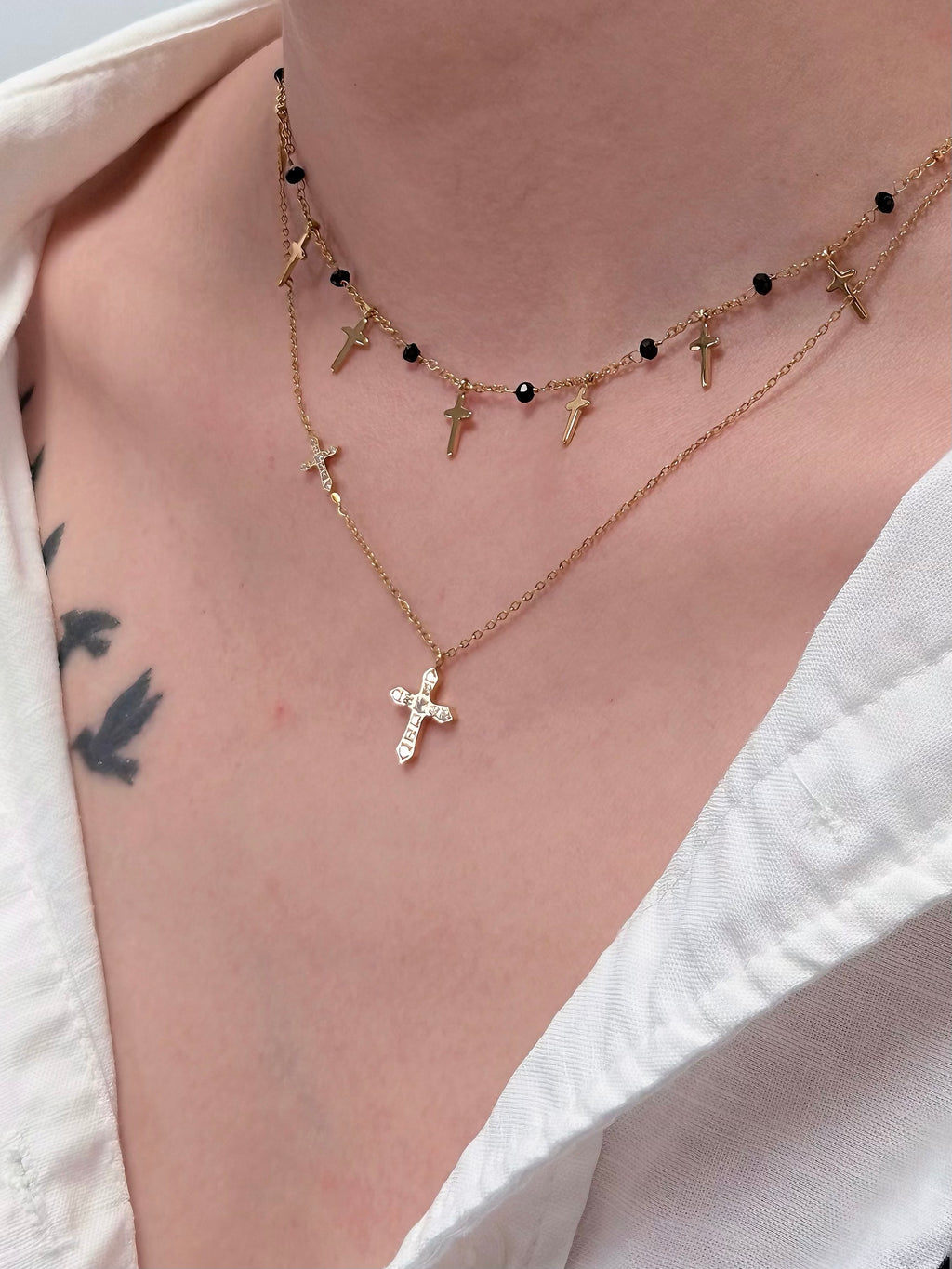 TT original-necklace-Gothic French Fashion Women's Jewelry | Simple Gold Cross Pendant Necklace | Unique Religious Fashion Necklace | Trendy Black Gold Necklace